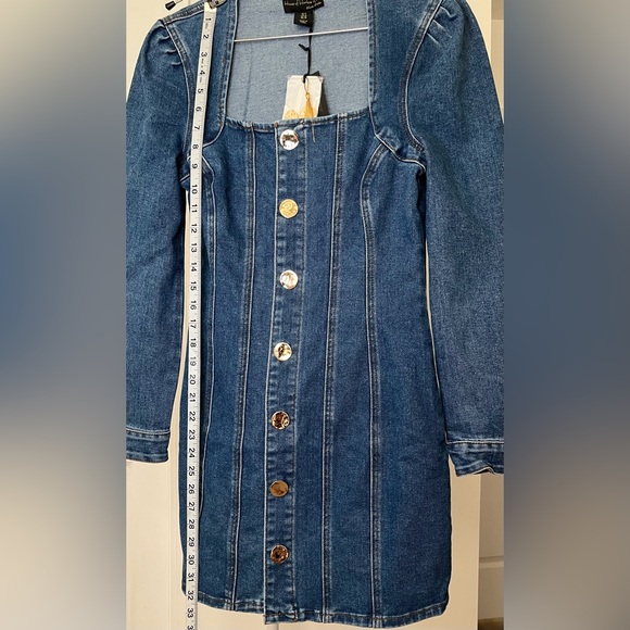 House of Harlow 1960 NWT Long Sleeve Denim Button Up Mini Dress - Picture 4 of 6